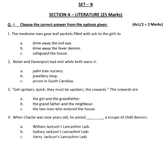 CBSE Class 7 English Question Paper Set J