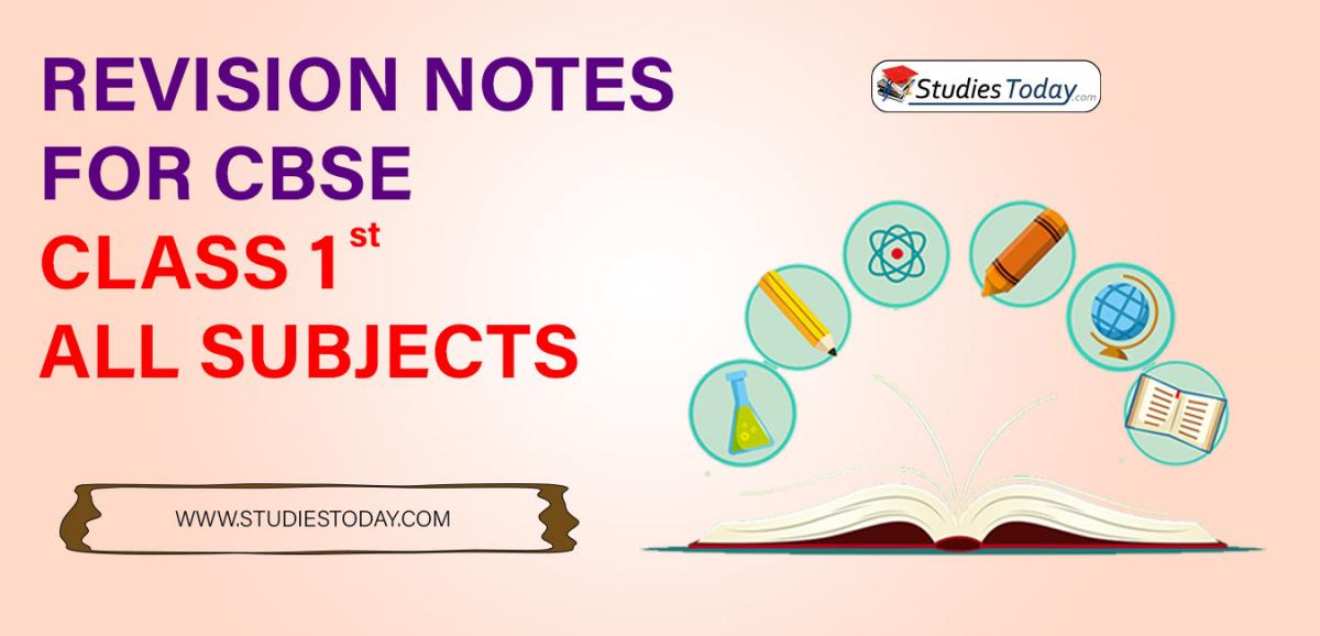 Revision Notes for CBSE Class 1 all subjects