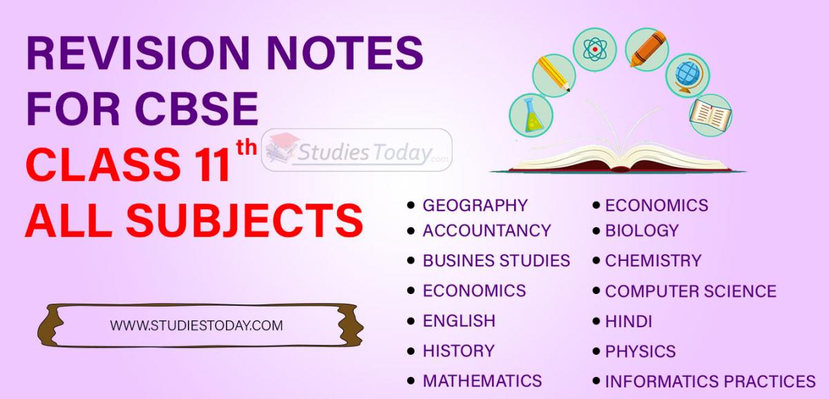 Revision Notes for CBSE Class 11 all subjects