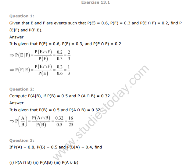 class 12 maths probability ncert solutions pdf