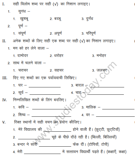 cbse class 4 hindi sample paper set g