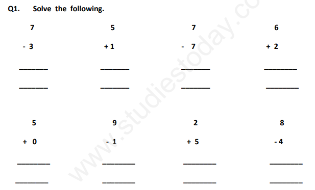 CBSE Class 1 Maths Revision Assignment Set F
