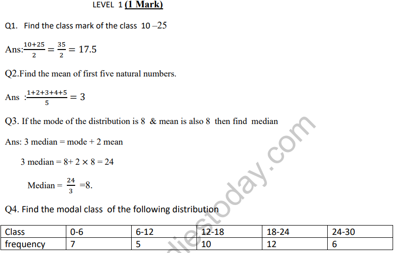 CBSE Class 10 Mathematics Statistics Assignment Set A