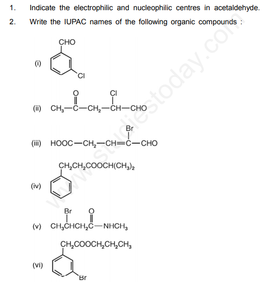 CBSE Class 12 Chemistry Aldehydes Ketons Carboxylic Acids Questions