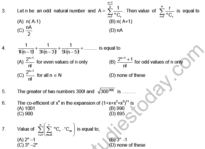 JEE Mathematics Binomial Theorem MCQs Set C-14