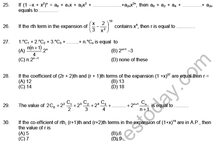 JEE Mathematics Binomial Theorem MCQs Set C-5