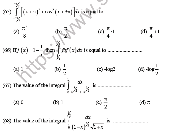 JEE Mathematics Definite Integration MCQs Set A-15