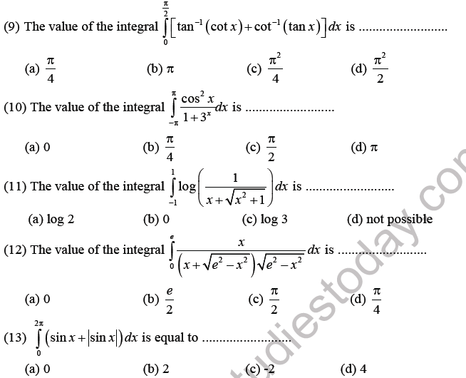 JEE Mathematics Definite Integration MCQs Set A-2
