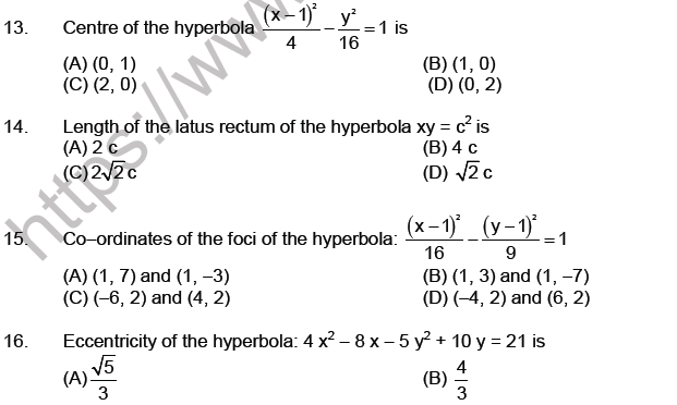 JEE Mathematics Hyperbola MCQs Set A-3