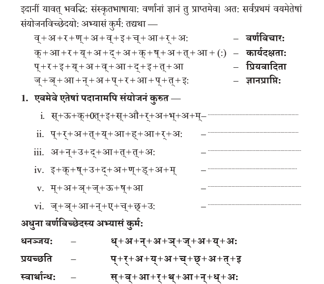 NCERT Class 9 Sanskrit Abhyaswaan Bhav Varnvichar