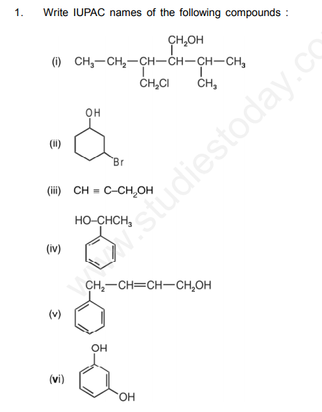 CBSE Class 12 Chemistry Alcohols Phenols and Ethers Questions