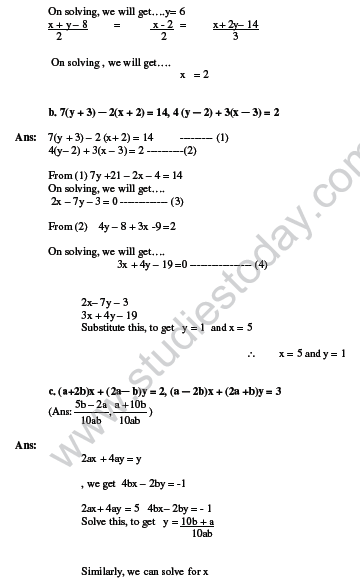 Cbse Class 10 Mathematics Hots Pair Of Linear Equations In Two Variables Set B 3383