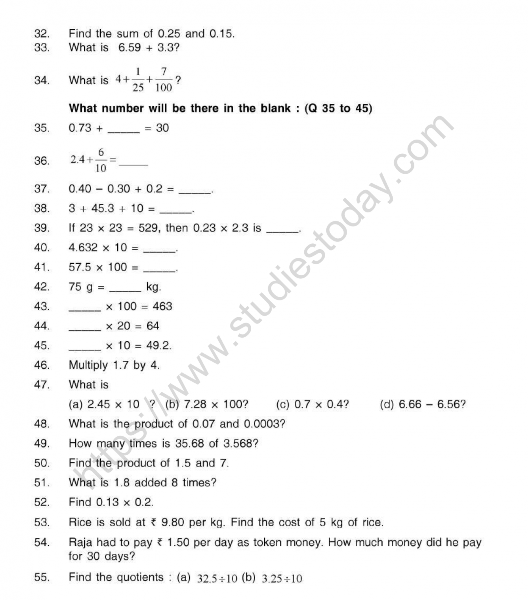 cbse-class-5-mental-maths-decimals-worksheet