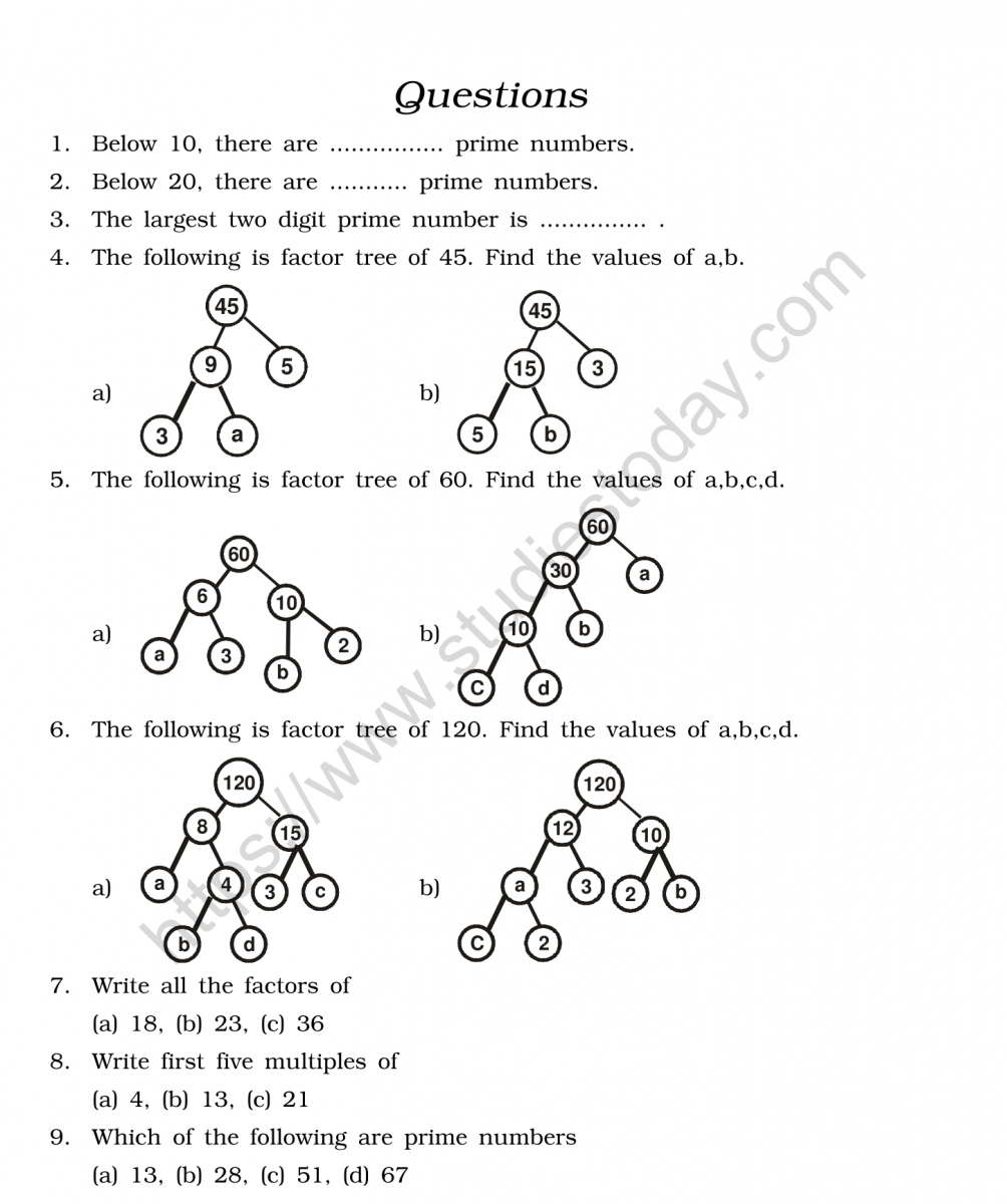 CBSE Class 6 Mental Maths Playing With Numbers Worksheet