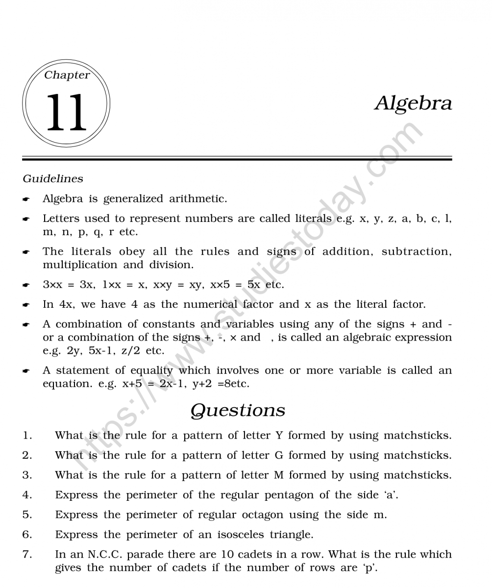 cbse class 6 mental maths algebra worksheet