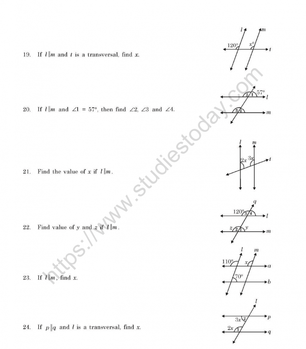cbse class 7 mental maths lines and angles worksheet