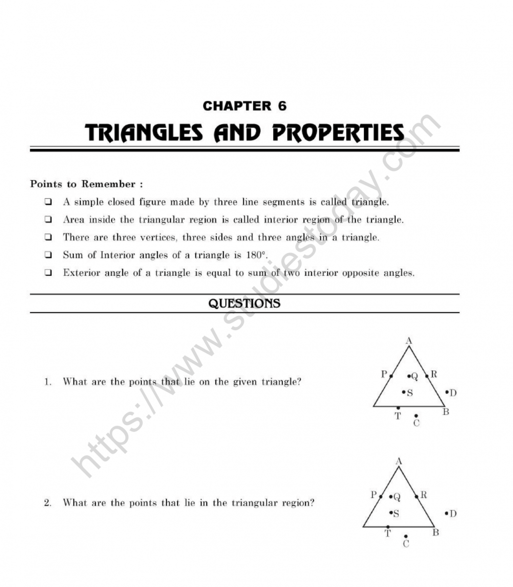 Triangle And Its Properties Worksheet Class 7 1558