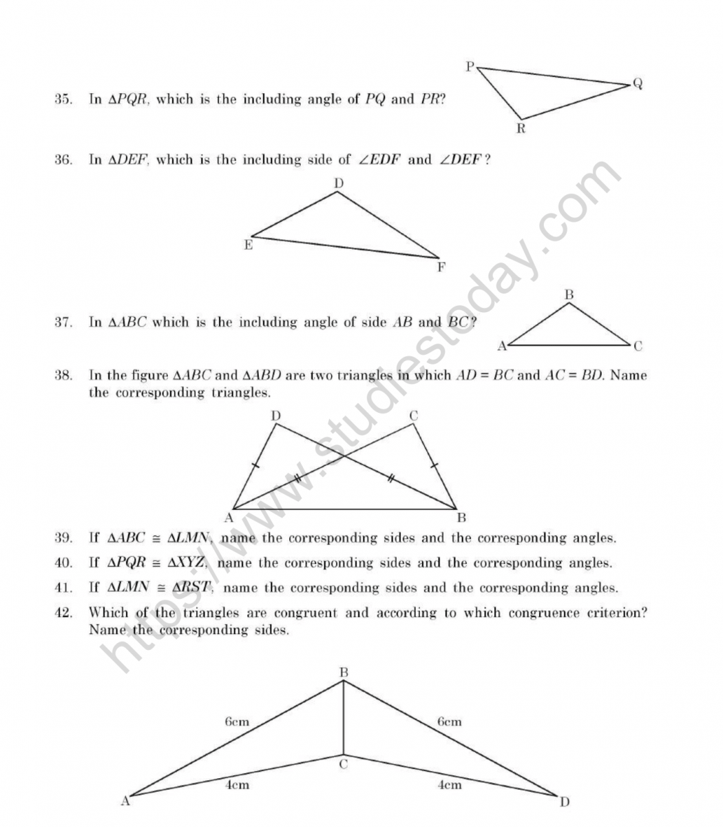 cbse-class-7-mental-maths-congruence-of-triangles-worksheet