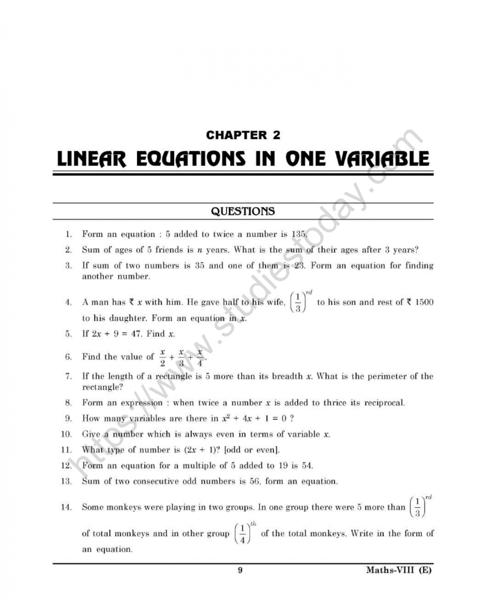 cbse-class-8-mental-maths-linear-equations-in-one-variable-worksheet