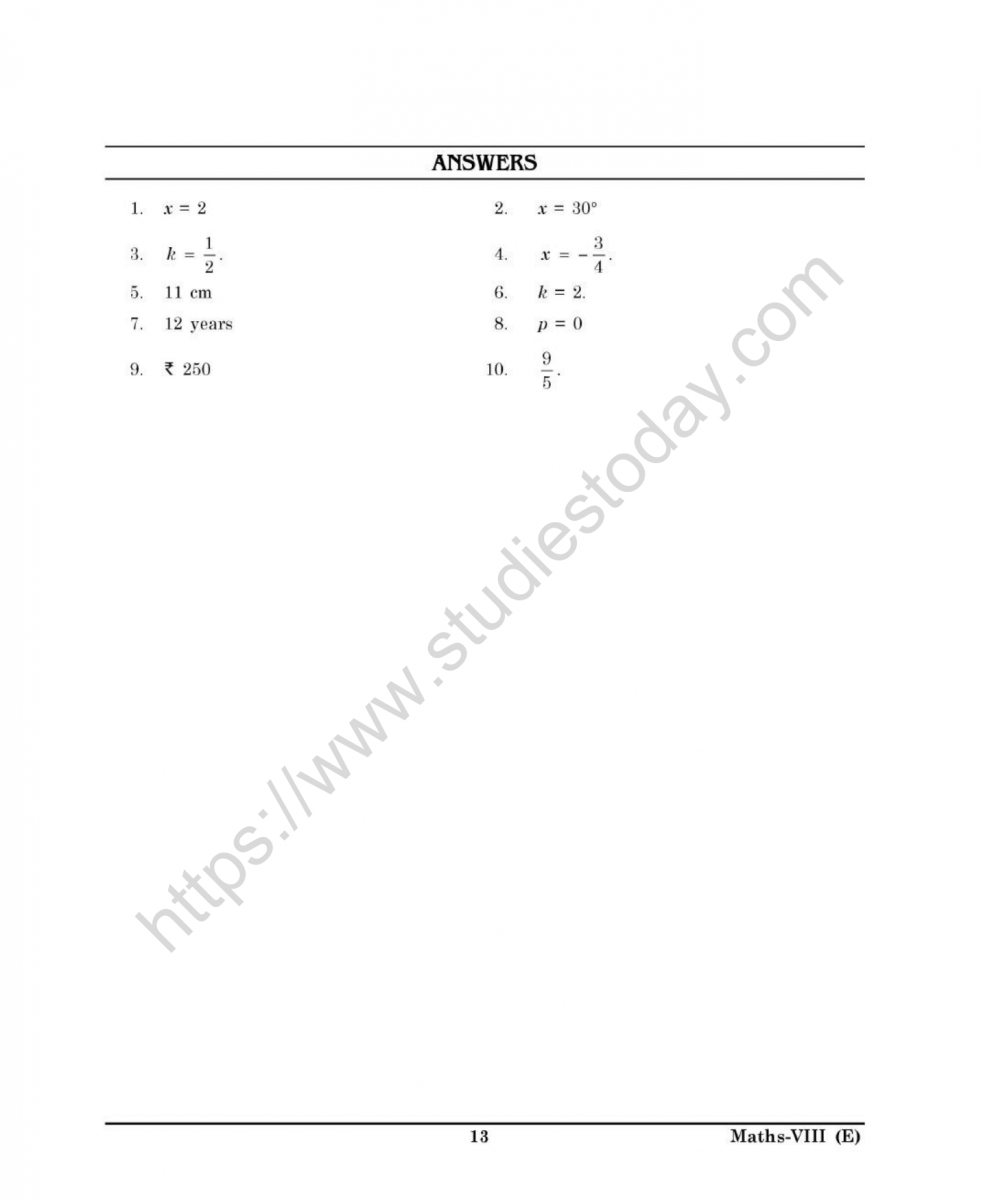 linear equations in one variable class 8 worksheets with answers pdf