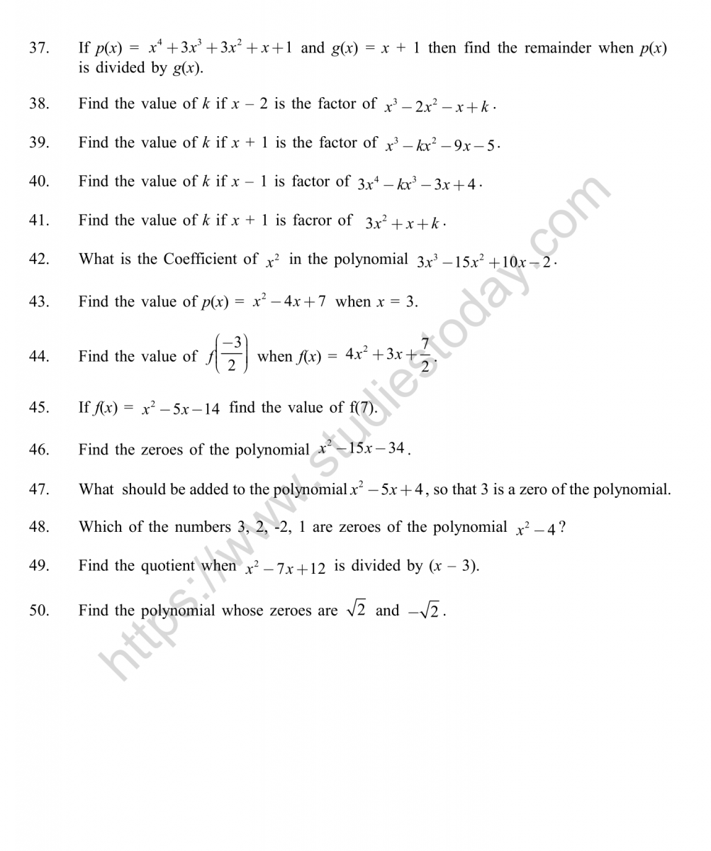 cbse-class-9-mental-maths-polynomials-worksheet