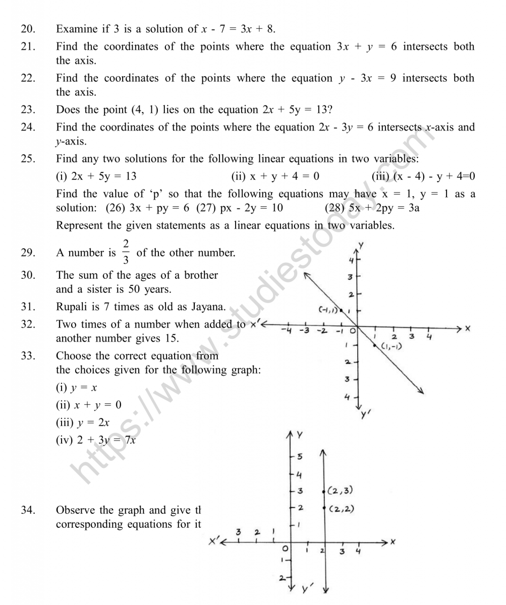 linear equations in two variables class 10 test with solutions pdf maharashtra board