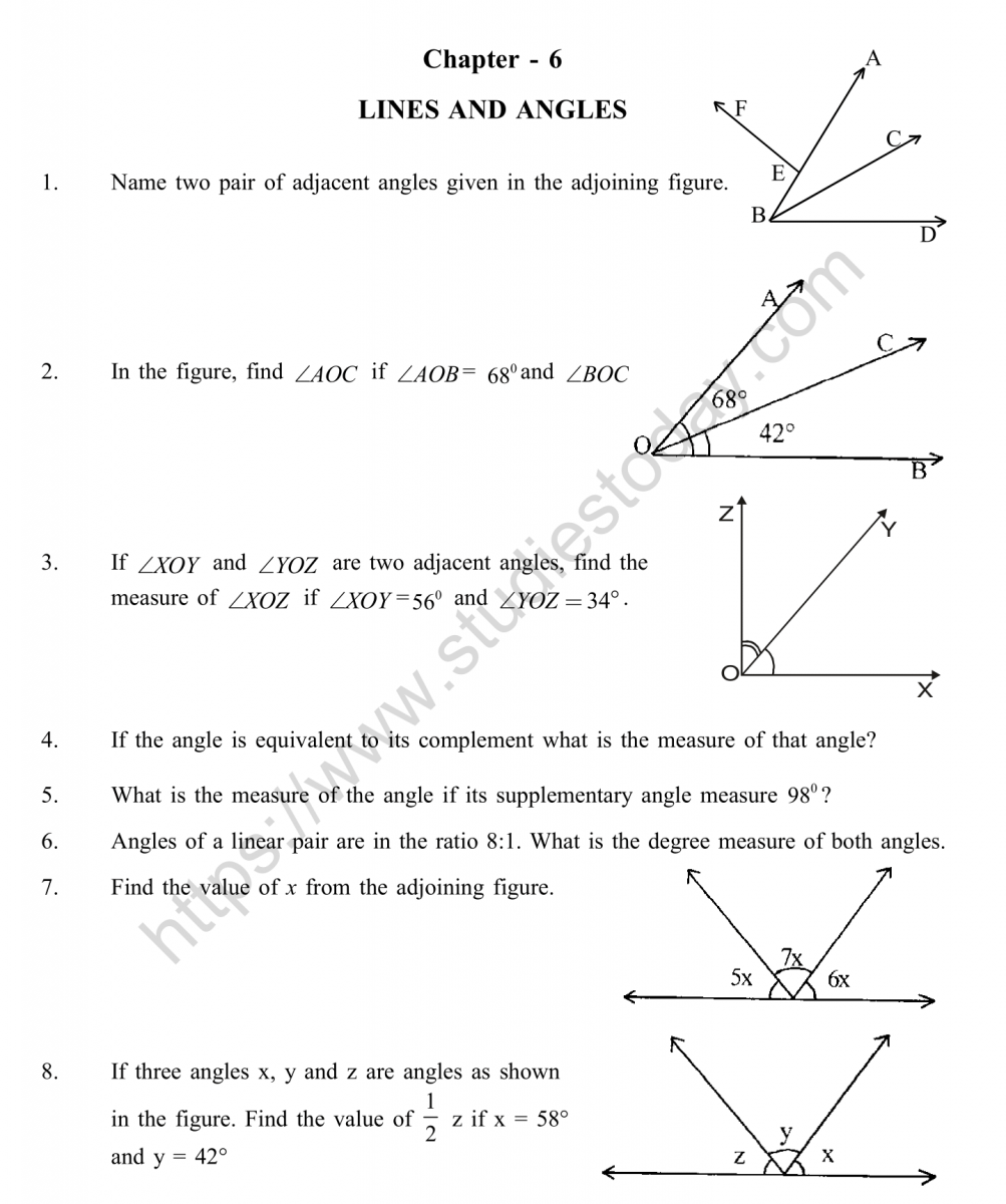 CBSE Class 25 Mental Maths Lines And Angles Worksheet Regarding Lines And Angles Worksheet