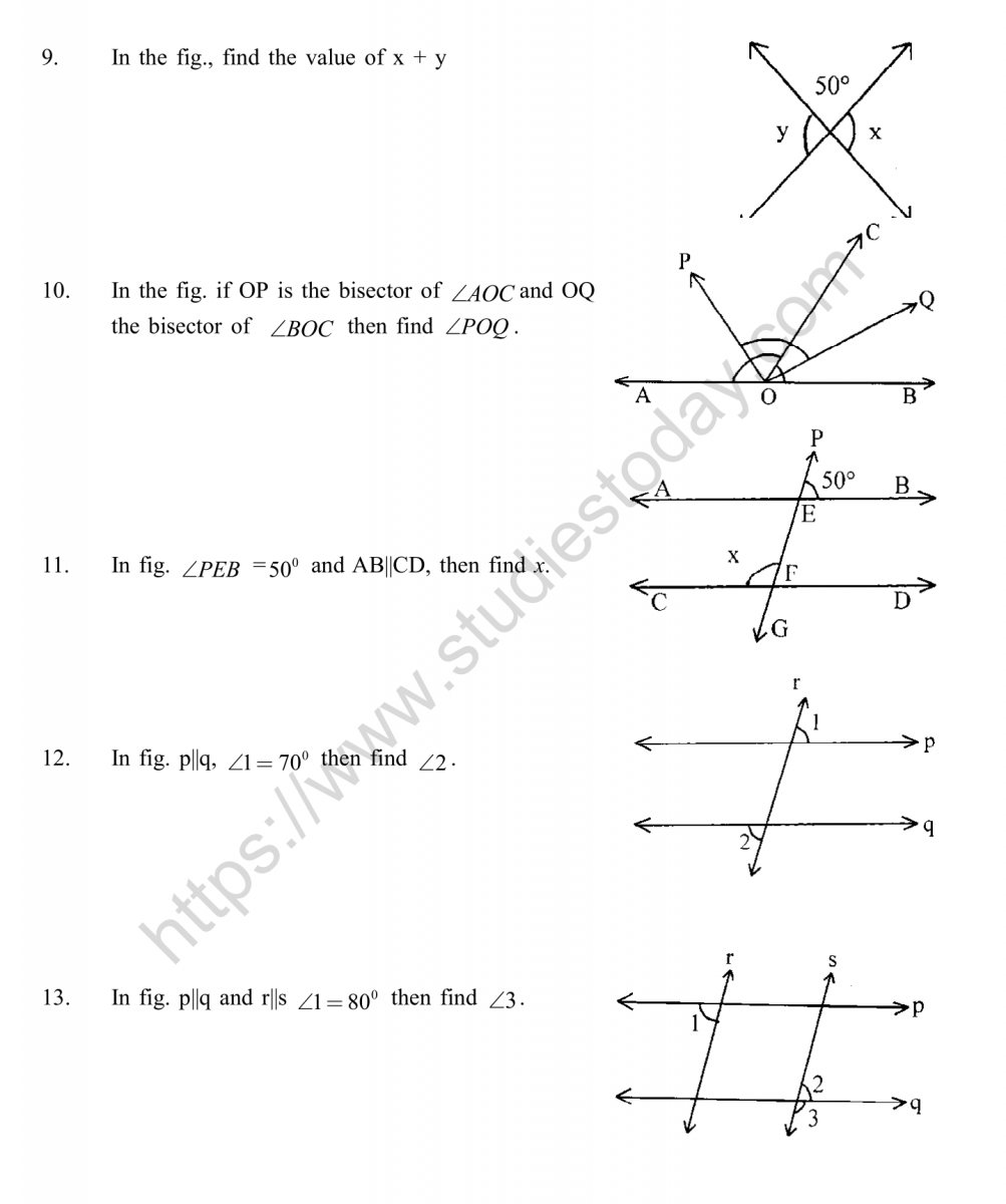 CBSE Class 25 Mental Maths Lines And Angles Worksheet With Regard To Lines And Angles Worksheet
