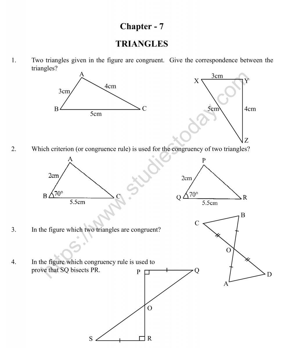 triangles worksheet