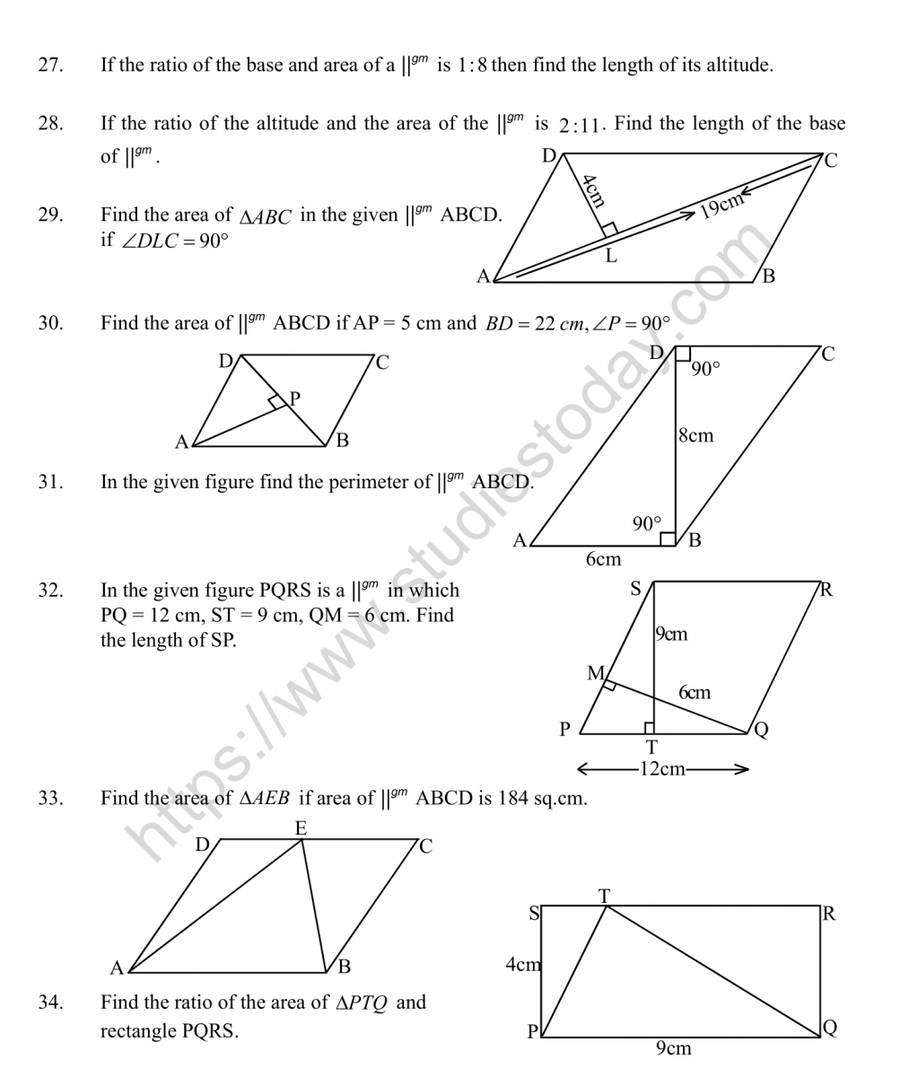 Cbse Class 9 Mental Maths Quadrilaterals Worksheet 5508
