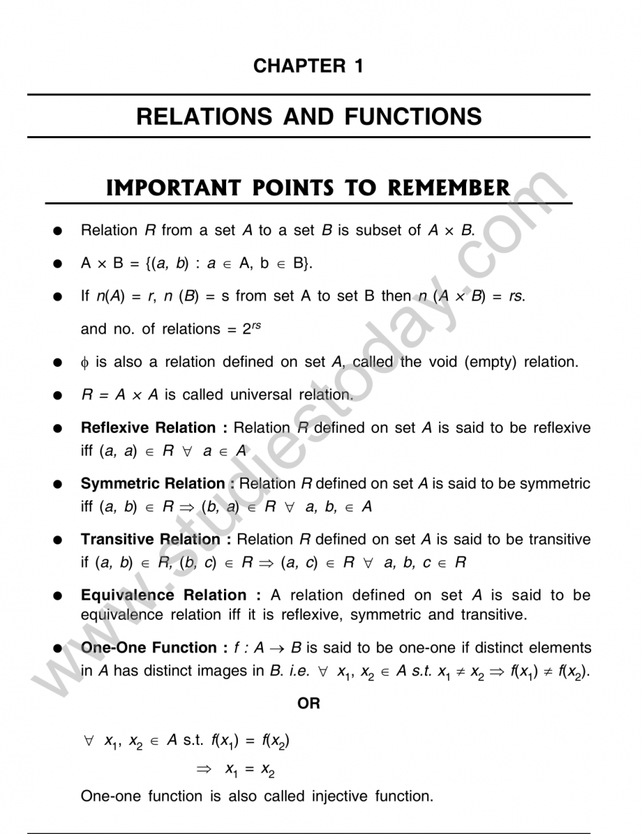 CBSE Class 22 Mathematics Relations And Functions Worksheet Set A Throughout Functions And Relations Worksheet