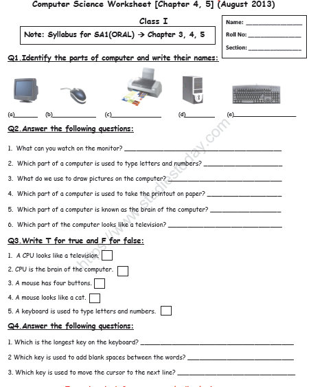 Introduction To Computers Worksheet