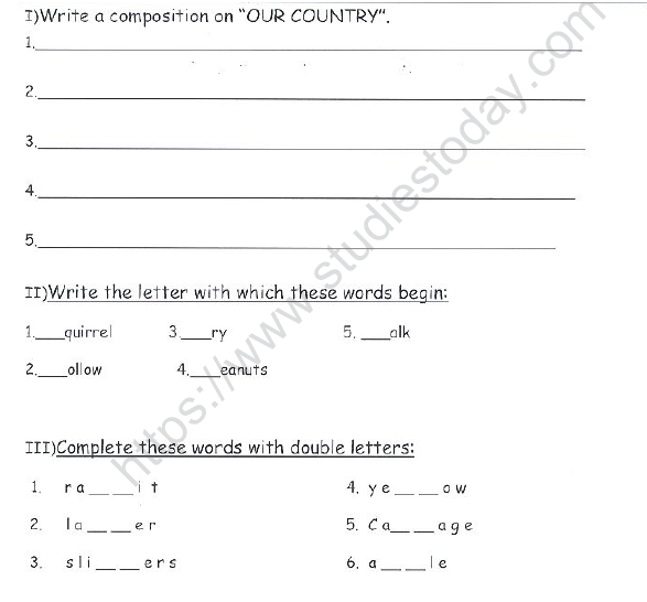 CBSE Class 1 English Revision Worksheet Set 2