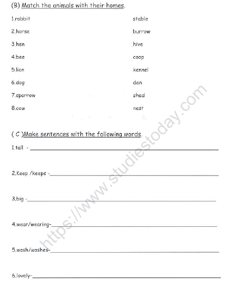 cbse class 1 english revision worksheet set 2 practice