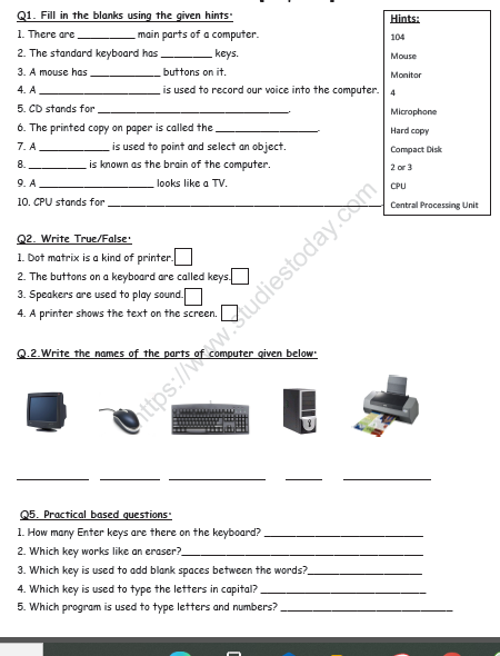 CBSE Class 2 Computers Practice Worksheet (4) 2