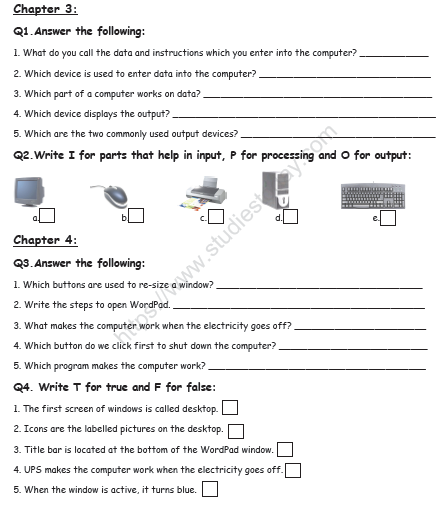 CBSE Class 2 Computers Practice Worksheet