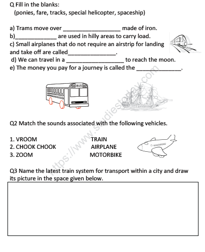 cbse class 2 evs practice transport worksheet practice worksheet for