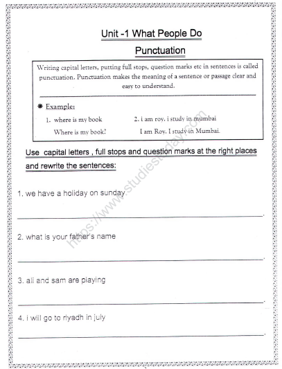 CBSE Class 2 English Practice Worksheets (103) - Punctuation 1