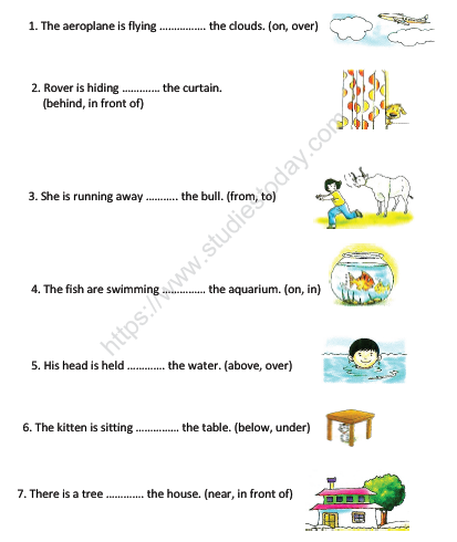 CBSE Class 2 English Prepositions Worksheet