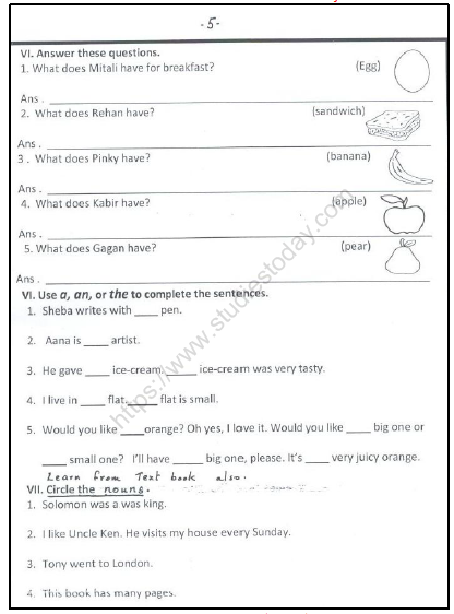 cbse class 2 english dictation words worksheet practice worksheet for