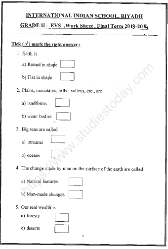 cbse class 2 evs sample paper set m