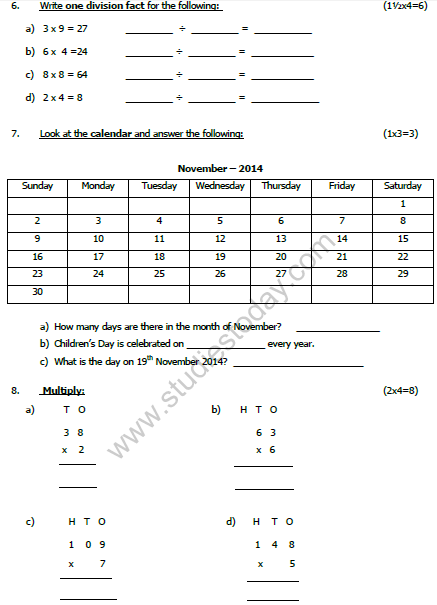 CBSE Class 2 Maths Sample Paper Set B