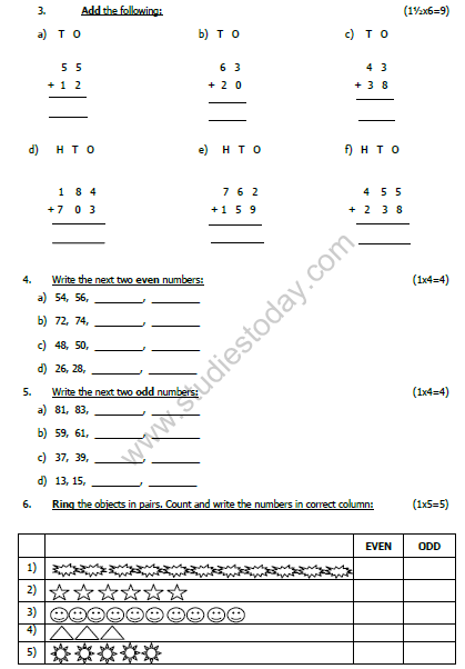 CBSE Class 2 Maths Sample Paper Set C