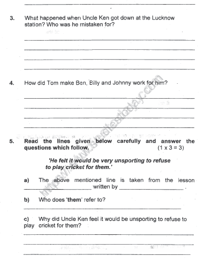 CBSE Class 5 English Sample Paper Set 3
