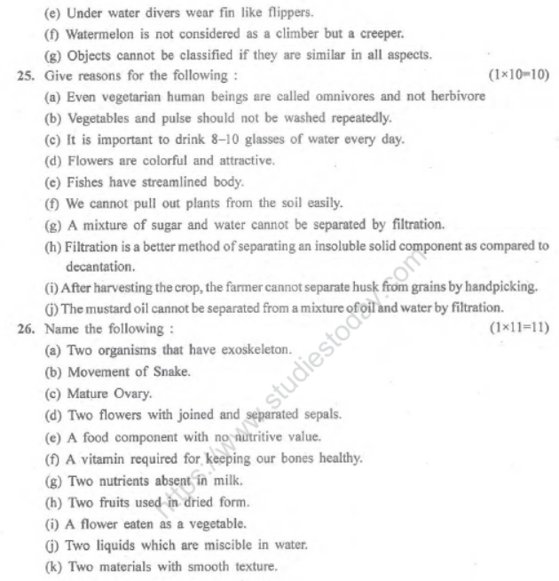 CBSE Class 6 Science Sample Paper Set P