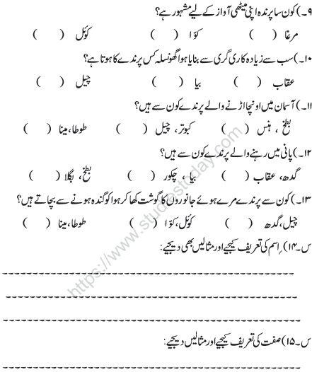 CBSE Class 6 Urdu Sample Paper Set C