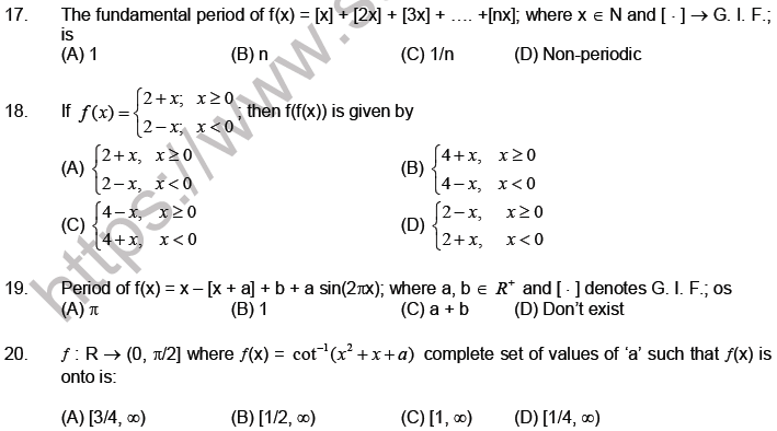 JEE Mathematics Relation and Functions MCQs Set B-Level2-level3-2