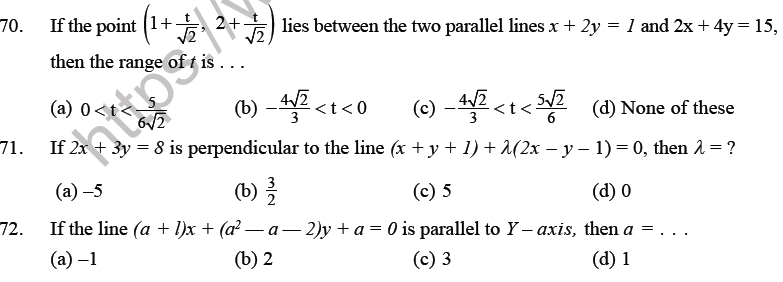 JEE Mathematics Straight Lines MCQs Set B-14