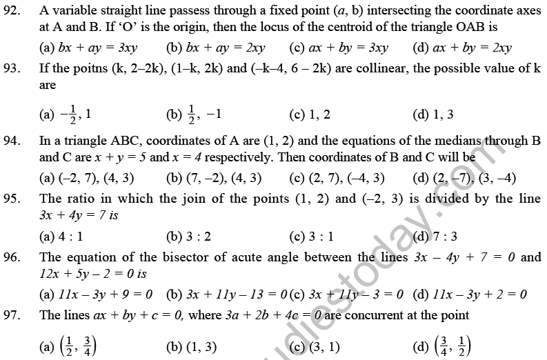 JEE Mathematics Straight Lines MCQs Set B-19