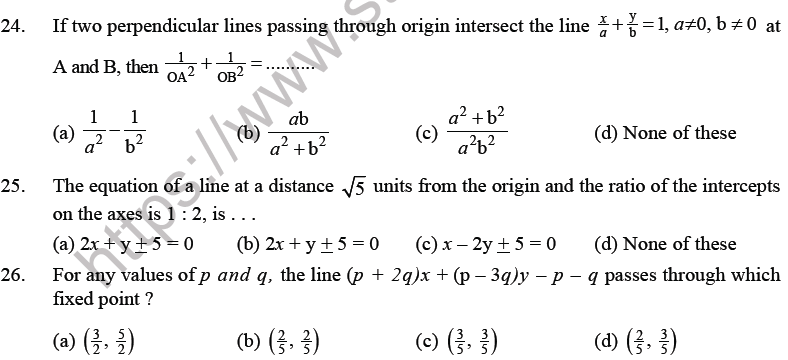 JEE Mathematics Straight Lines MCQs Set B-4